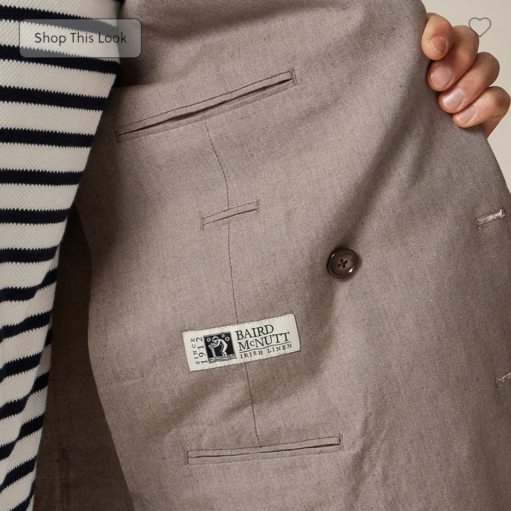 J Crew Ludlow Slim-fit double-breasted suit jacket in Irish cotton-linen blend